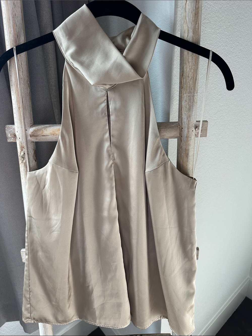 Banana Republic Factory Satin Halter Top in Beige